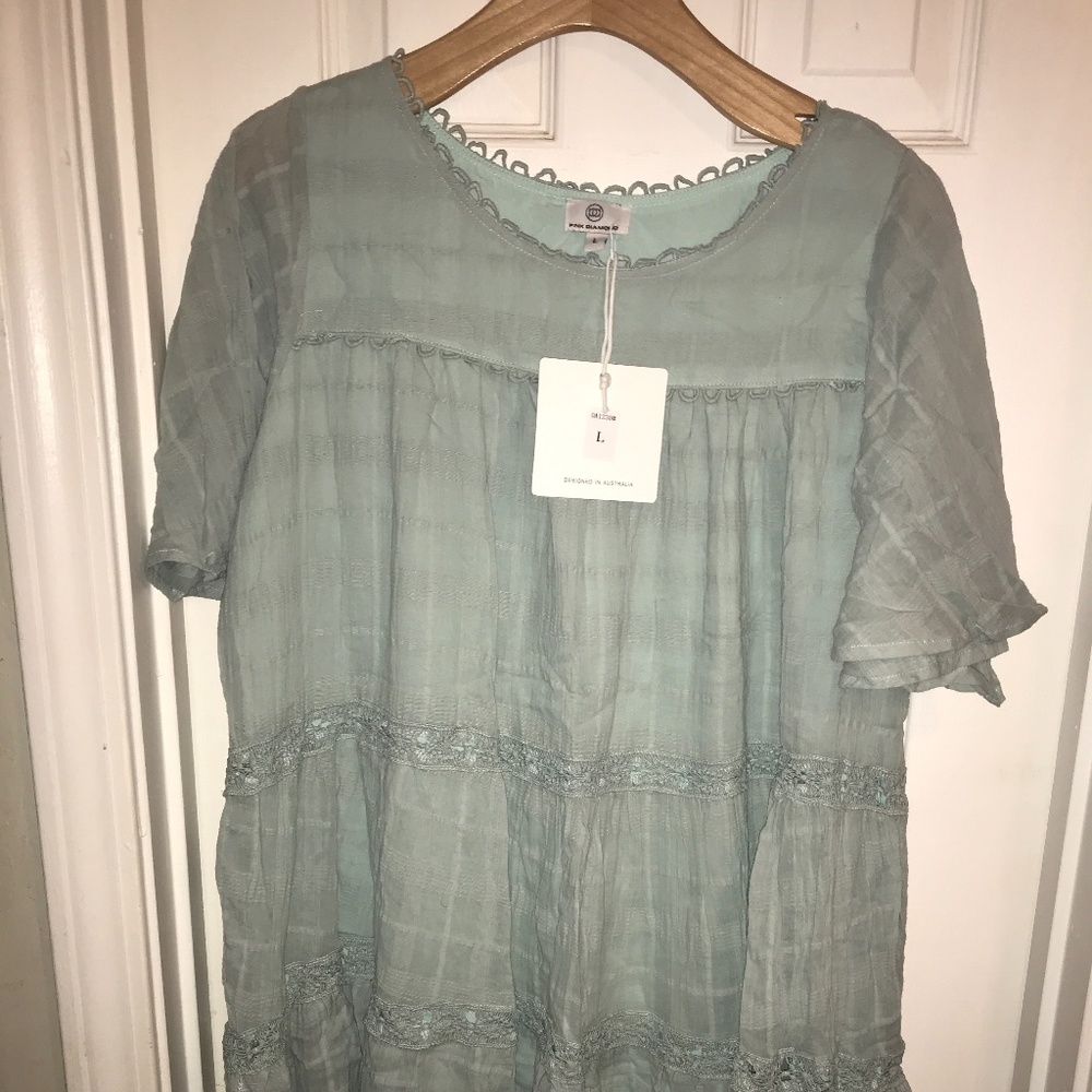 Showpo Oceana Tiered Smock Dress in Sage